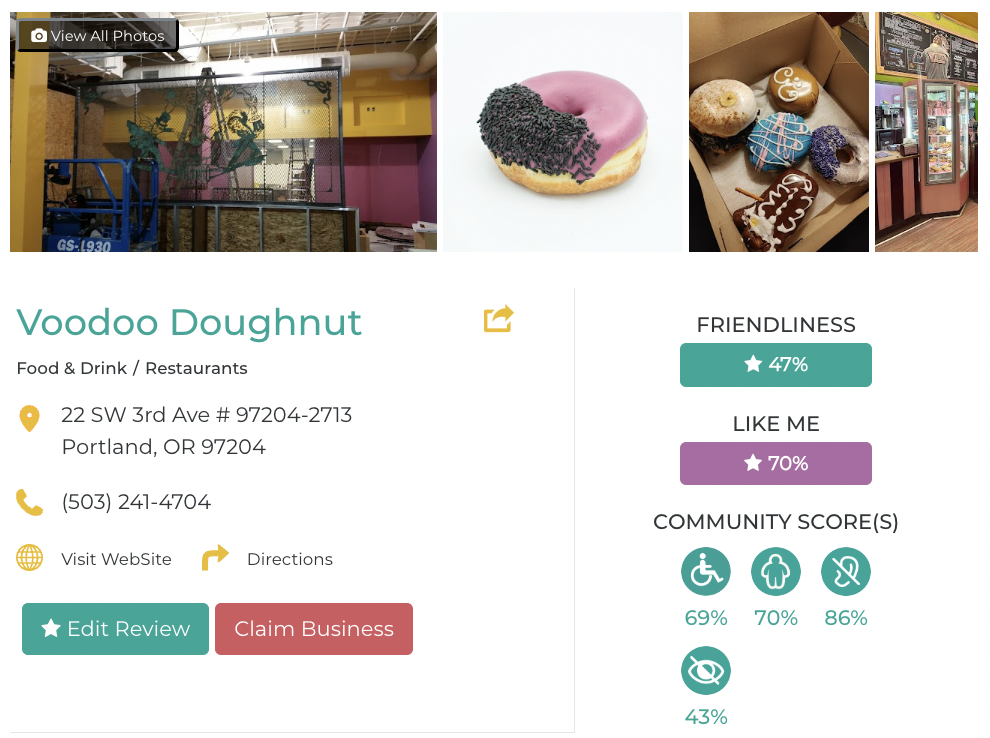 Voodoo Doughnut Accessibility Review Friendly Like Me App