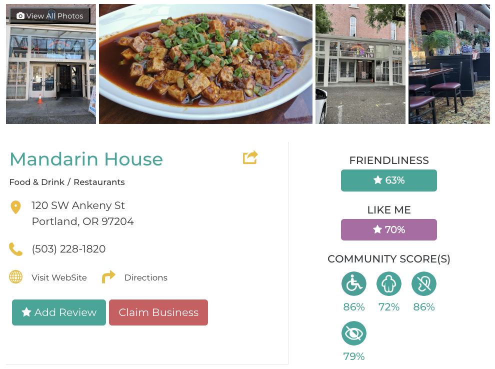 Mandarin House Portland Accessibility Review Friendly Like Me App