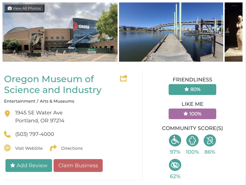 Oregon Museum of Science and Industry Accessibility Review Friendly Like Me App