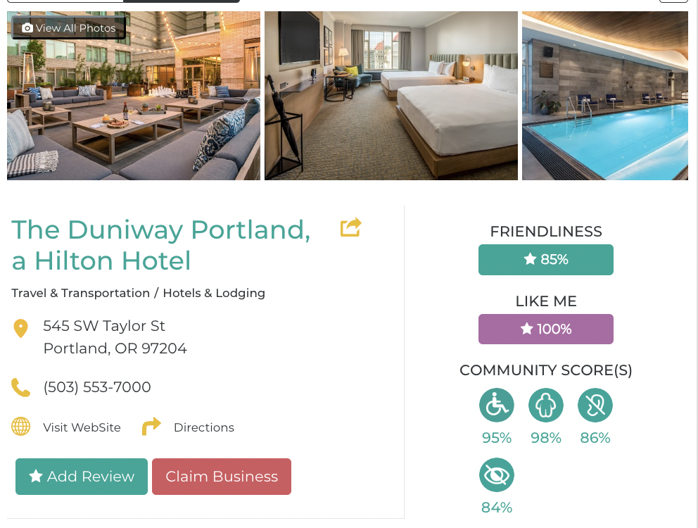 The Duniway Portland Hotel Accessibility Review Friendly Like Me app