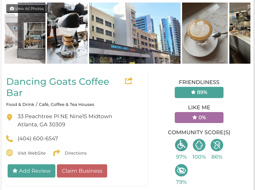 Dancing Goat Coffee Bar Acessibility Review Friendly Like Me App