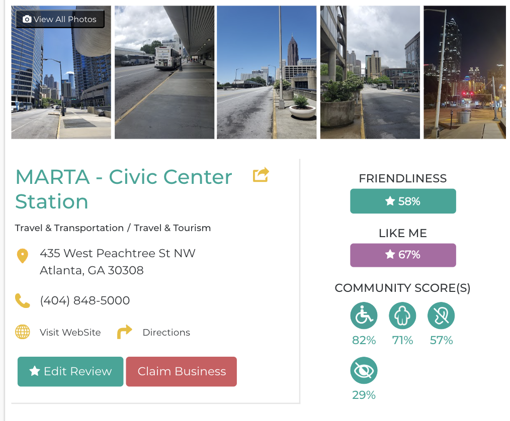 Accessibility review of MARTA civic center station.  friendly like me app.